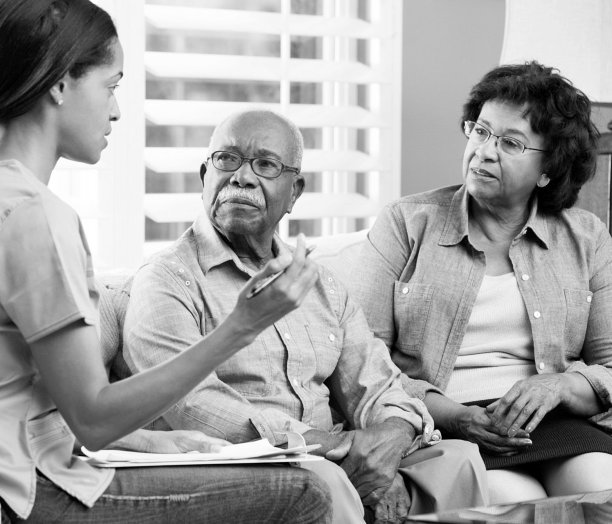 caregiver counseling the senior couple