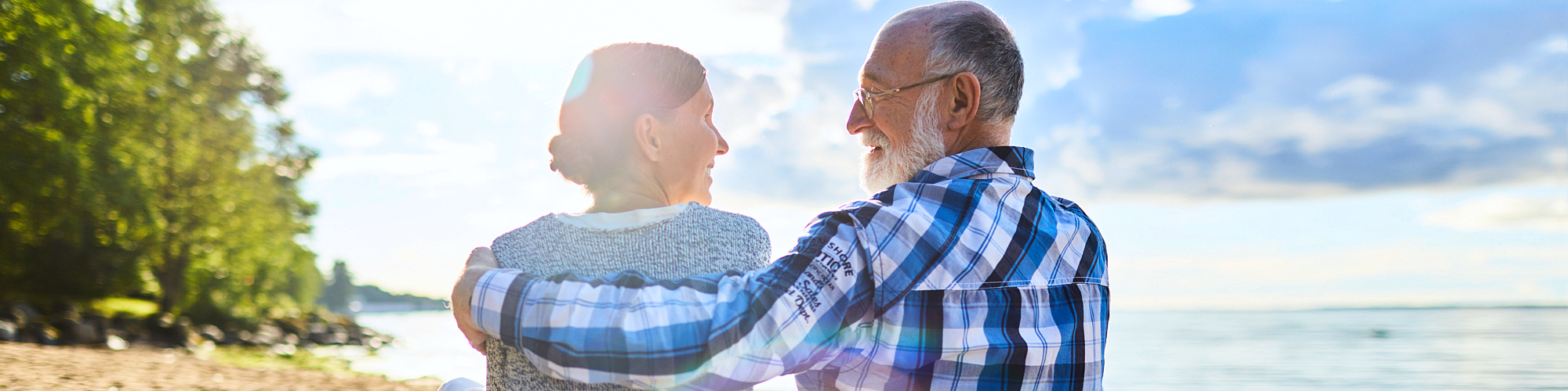 senior couple near the shore